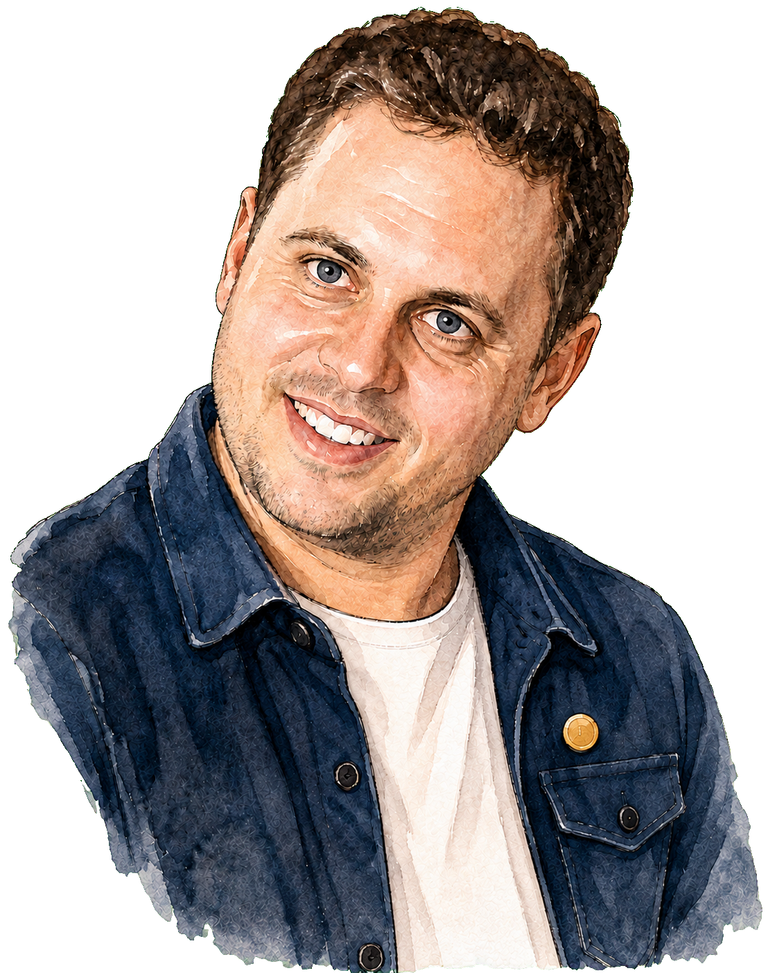 Watercolor portrait of Martin Akerman, creator of MVC Lab